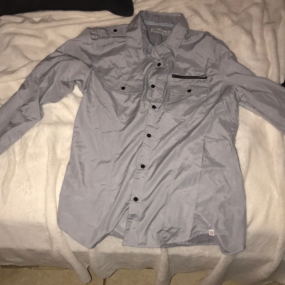 Long sleeve button up T-shirt